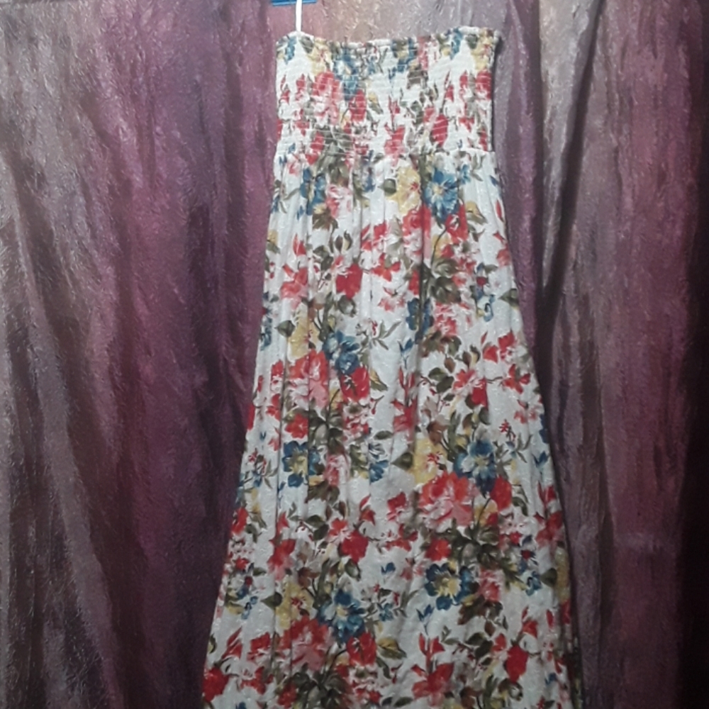 (4 for $20) Eyelet Floral Strapless Maxi Dress